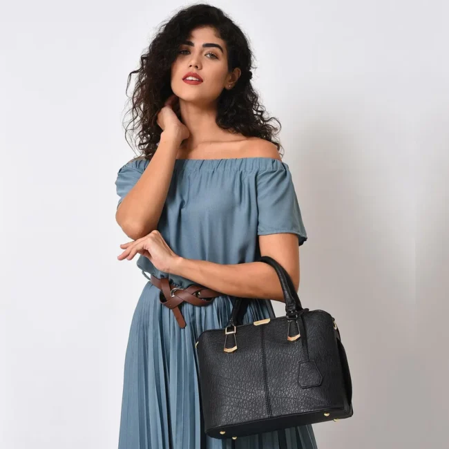 Women\'s Leather Handbag (Black) - 图片 2