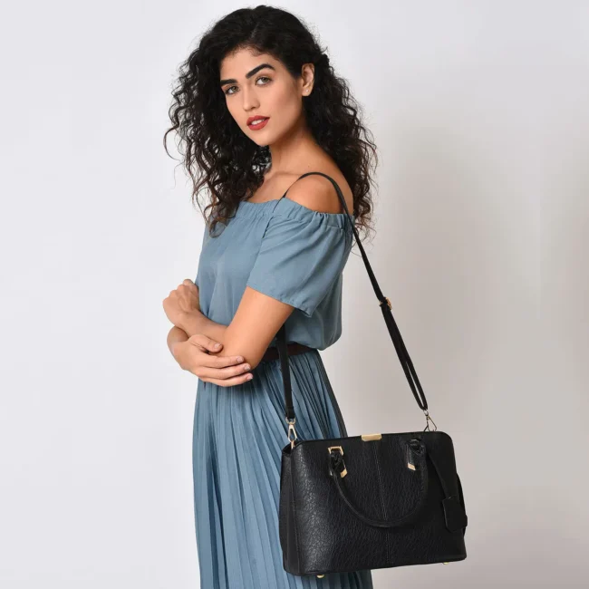 Women\'s Leather Handbag (Black) - 图片 3