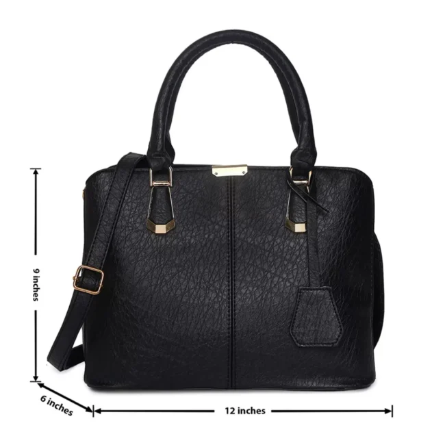 Women\'s Leather Handbag (Black) - 图片 5